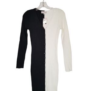 Willow & Wind Black White Long Sweater Dress Cruella de Vil 101 Cosplay Small